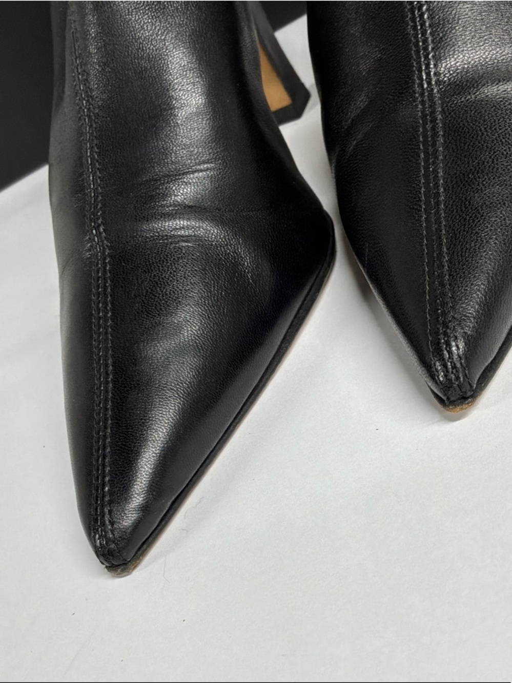 Helmut Lang Black Pointed Toe Leather Ankle Booties, Very Good , Sz IT 36.5 - Picture 5 of 10